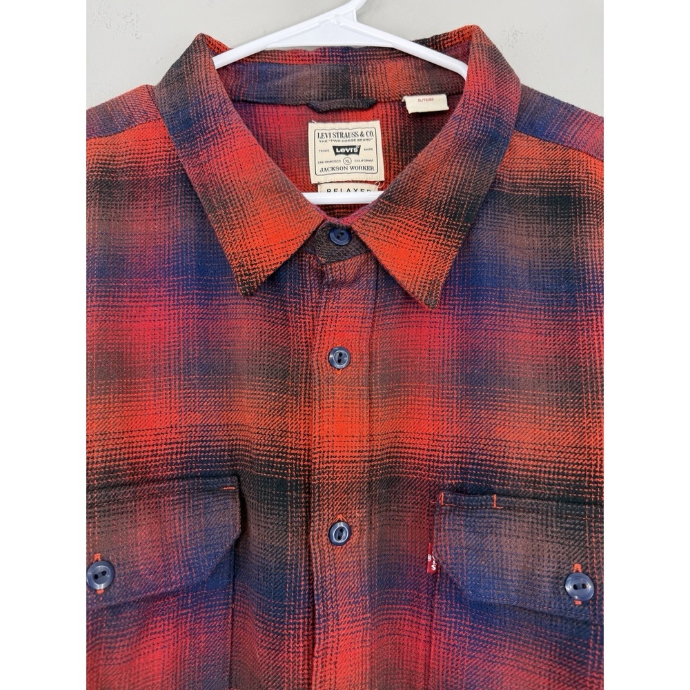Levi's Relaxed Jackson Worker Flannel Shirt Men's XL Shadow Plaid Long Sleeve